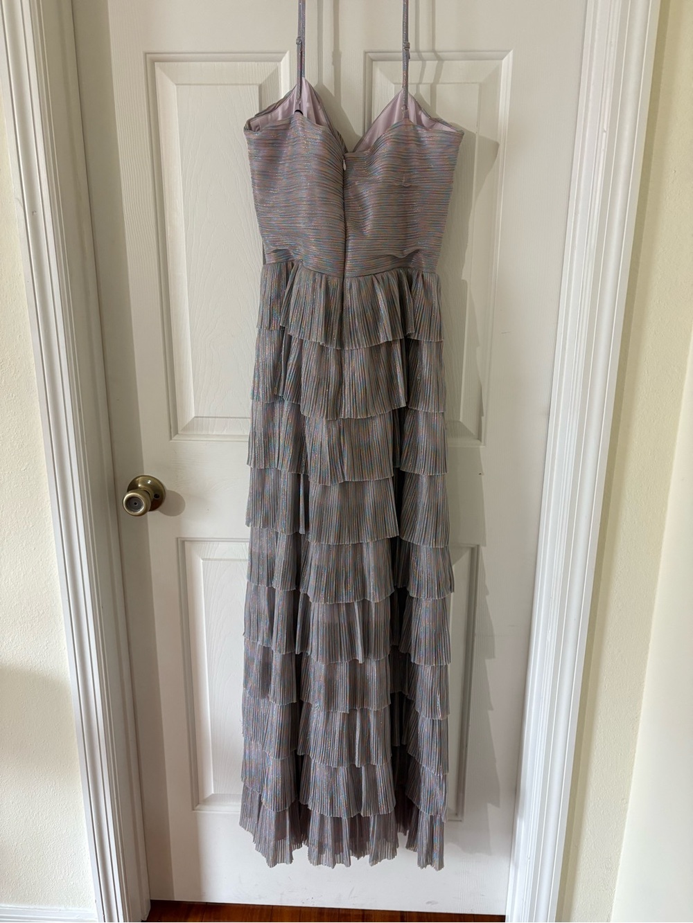 Gianni Bini Iridescent Lavender Tiered Ruffle Maxi Dress